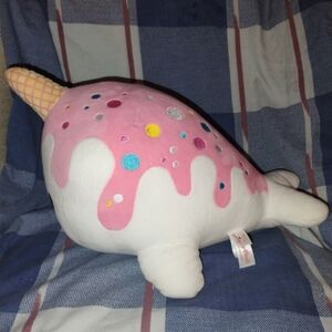 Tasty Peach Pink and White Narwhal Plush Toy